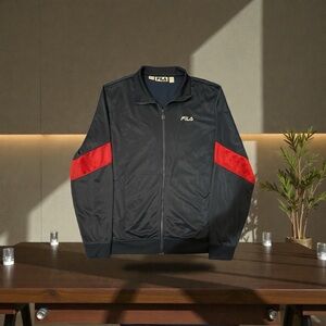 Fila Men's Blue Jacket with Red Stripes